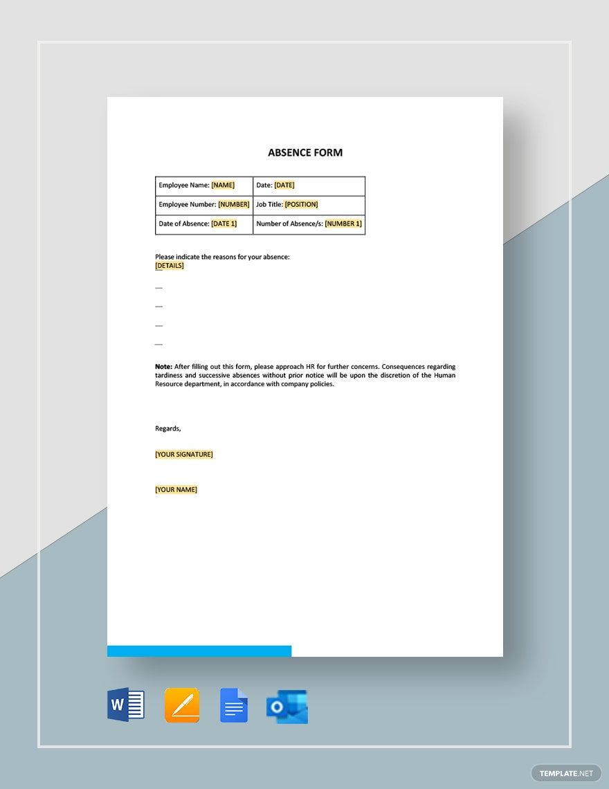 Absence Form Template