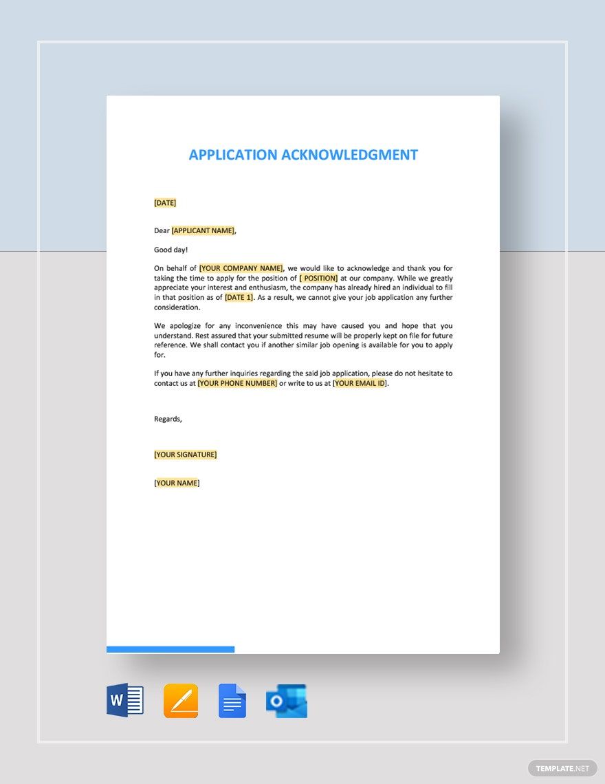 Application Acknowledgment Template
