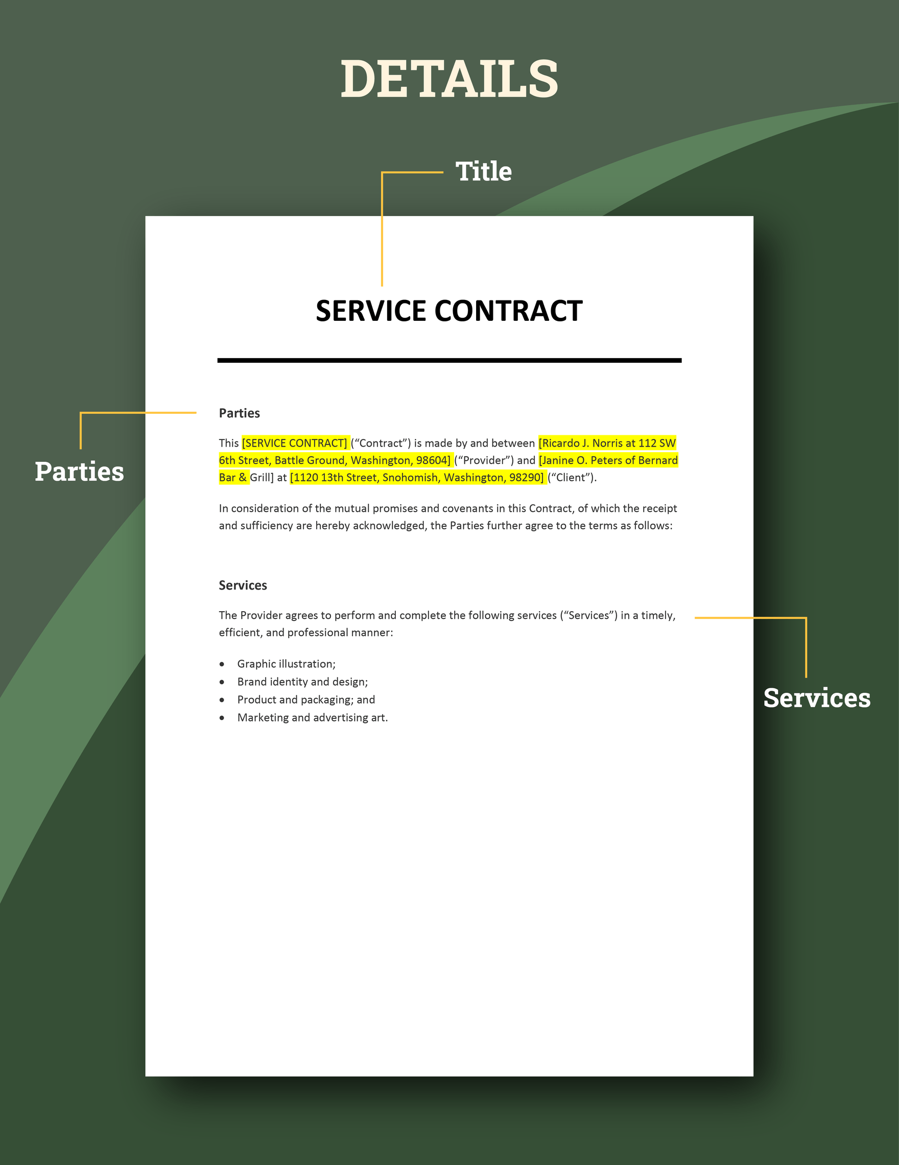 Simple Service Contract Template