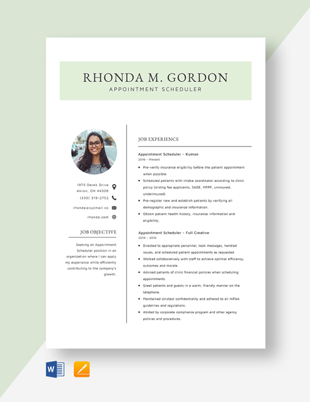 Appointment Scheduler Resume