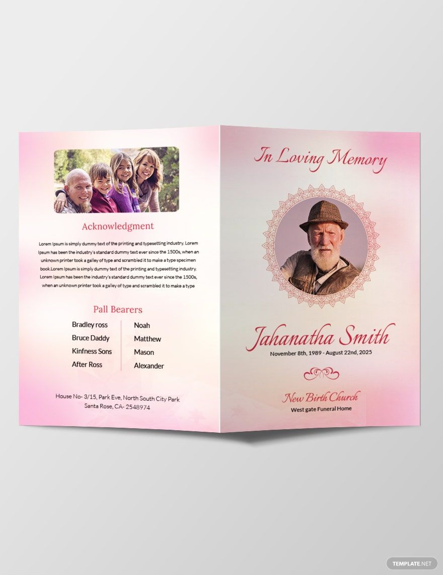 Catholic Funeral Bi-fold Brochure Template