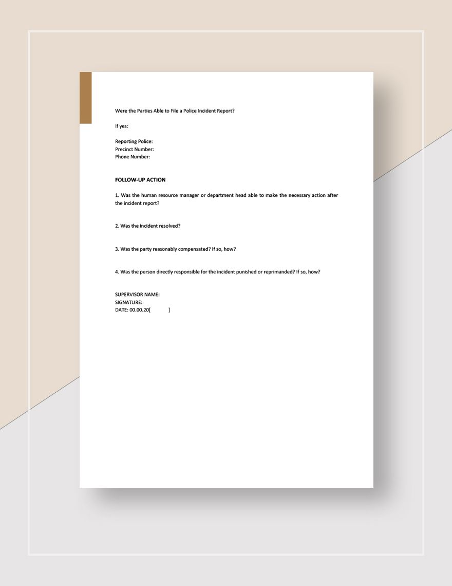 After Action Incident Report Template