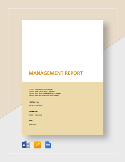 management report to board of directors