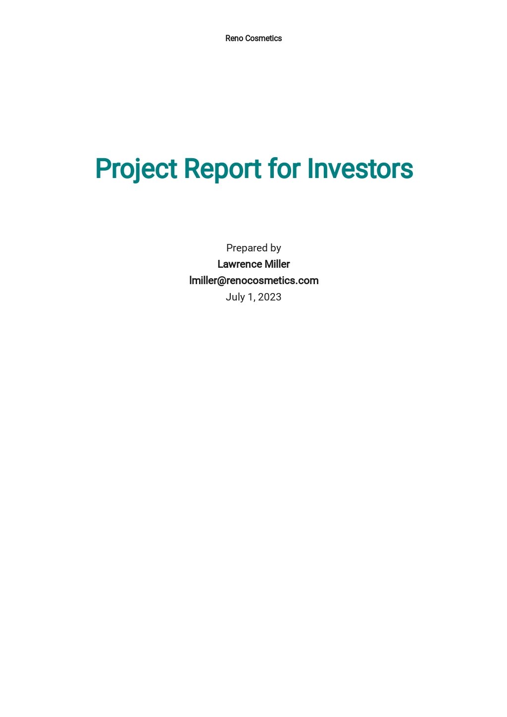 Sample Project Report For Investors Template.jpe
