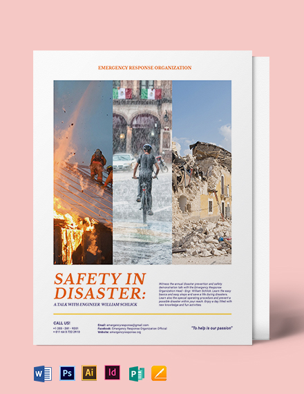 Safety Flyer Template Word PSD InDesign Apple Pages Publisher