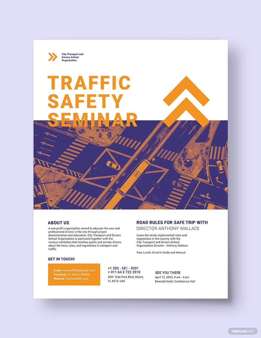Traffic Safety Flyer Template in Word, Google Docs, Illustrator, PSD, Apple Pages, Publisher, InDesign