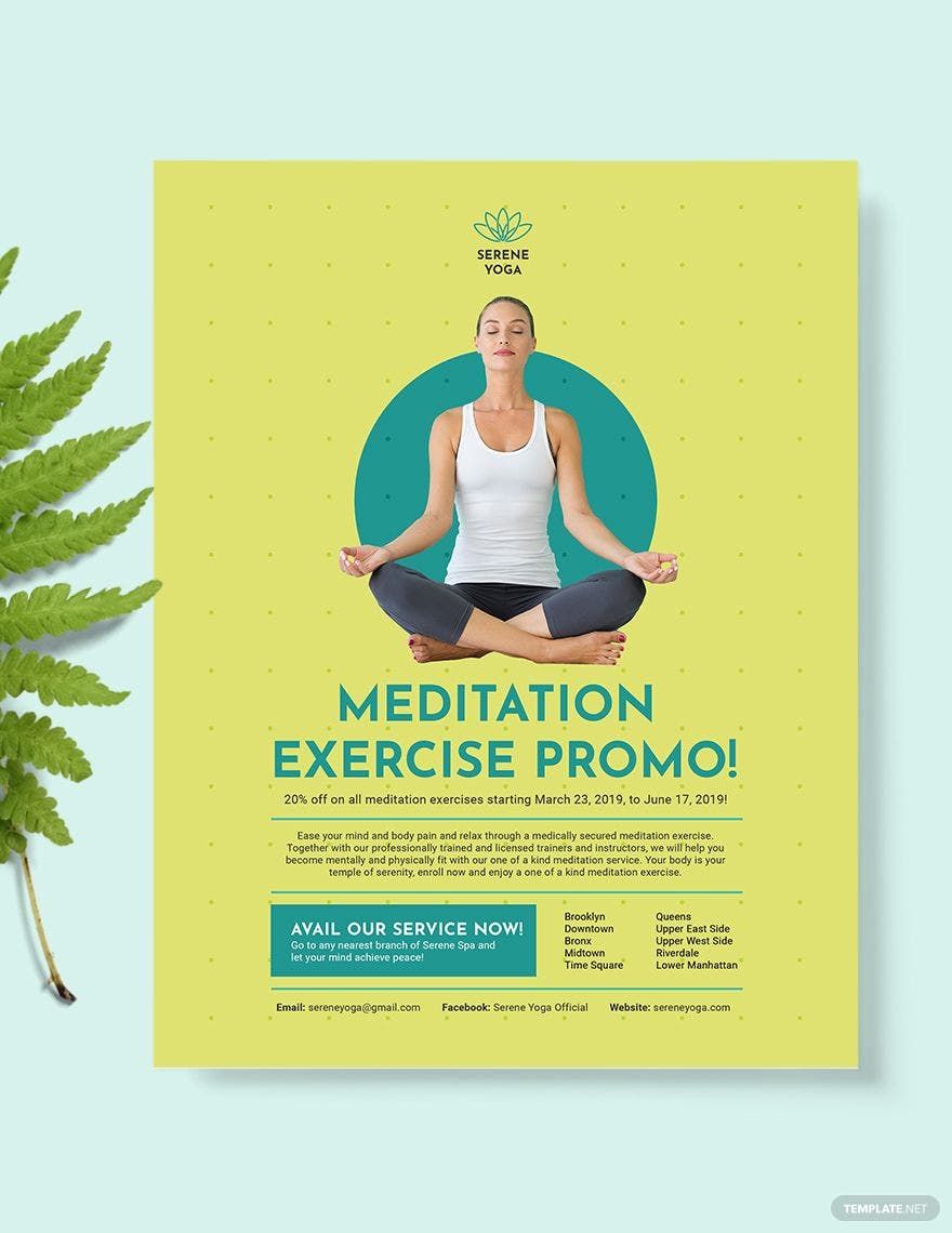 Free Yoga Meditation Flyer Template in Word, Google Docs, Illustrator, PSD, Apple Pages, Publisher, InDesign