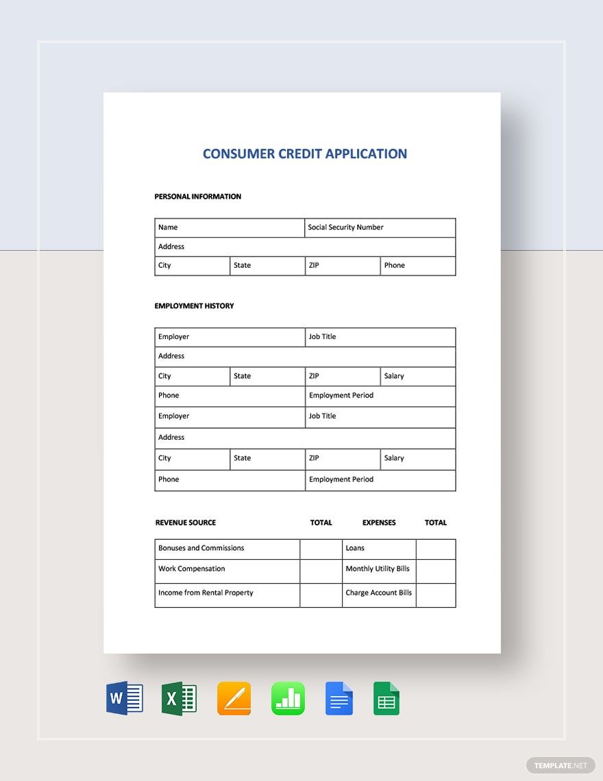 Business Credit Application Template