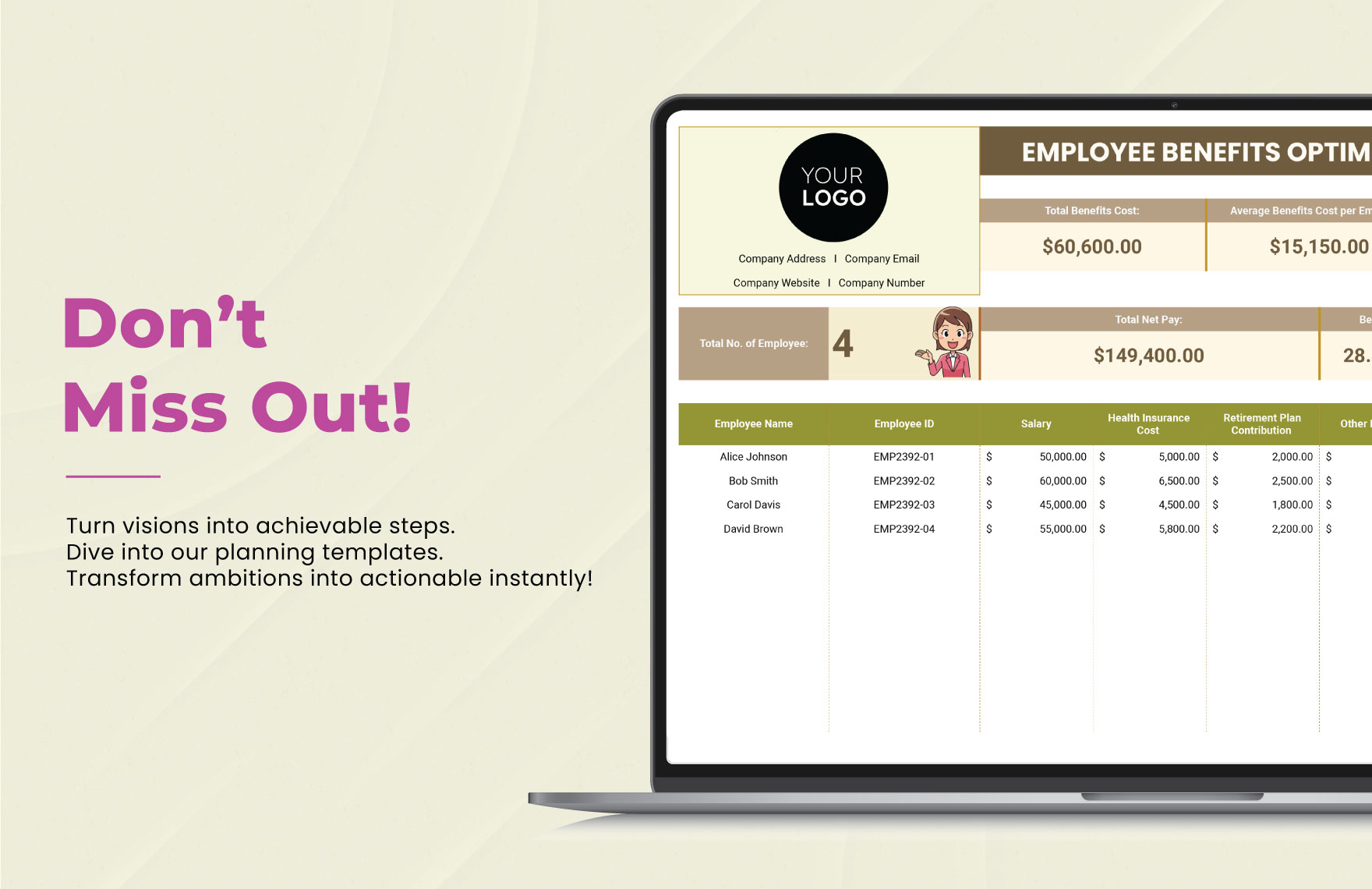 Wage and Salary Adjustment Planner HR Template