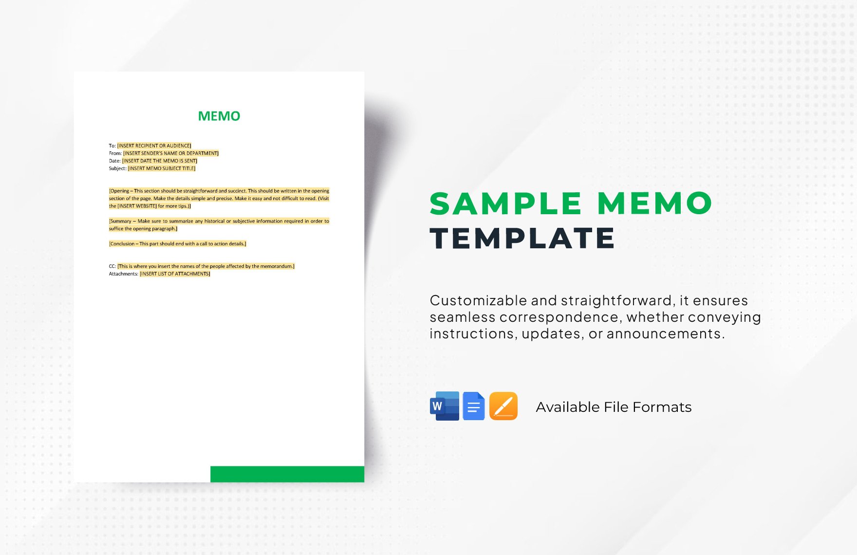 Sample Memo Template in Word, Google Docs, Apple Pages