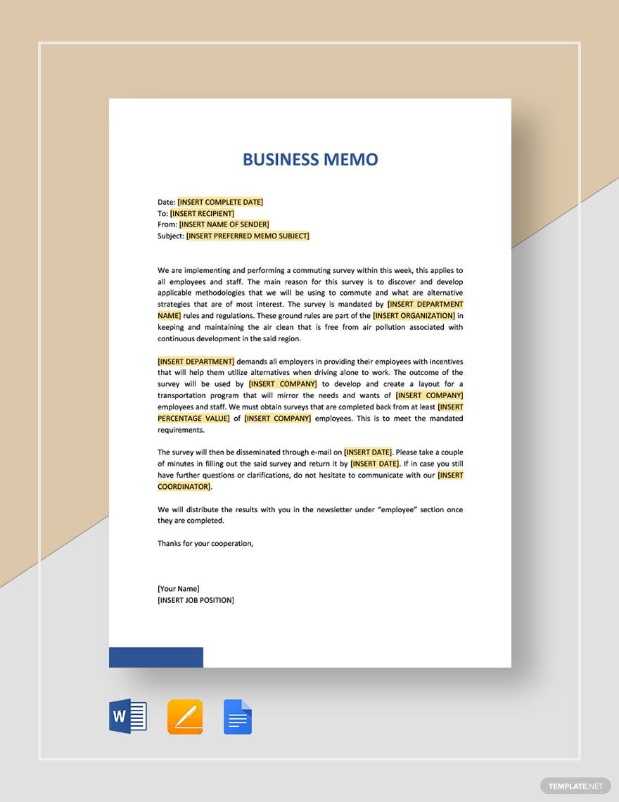Simple Business Memo Template in Word, Google Docs, Apple Pages