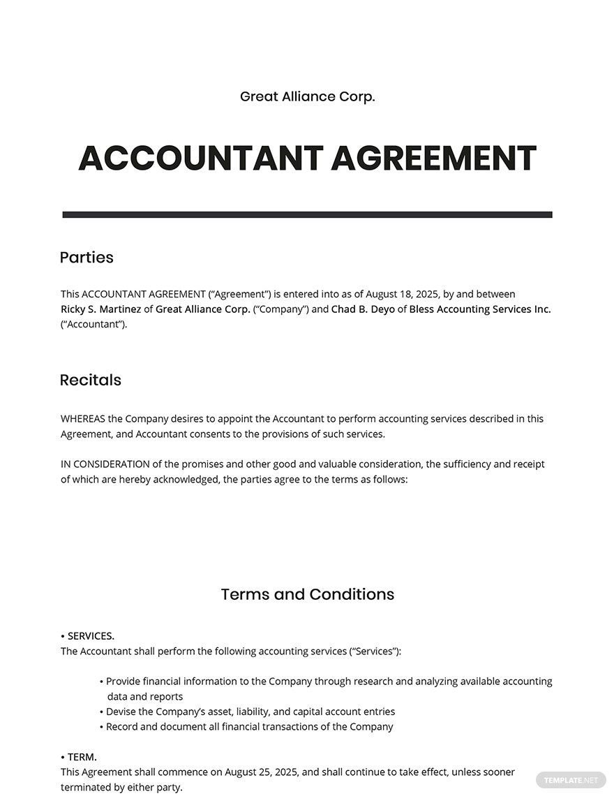 Accountant Agreement Template