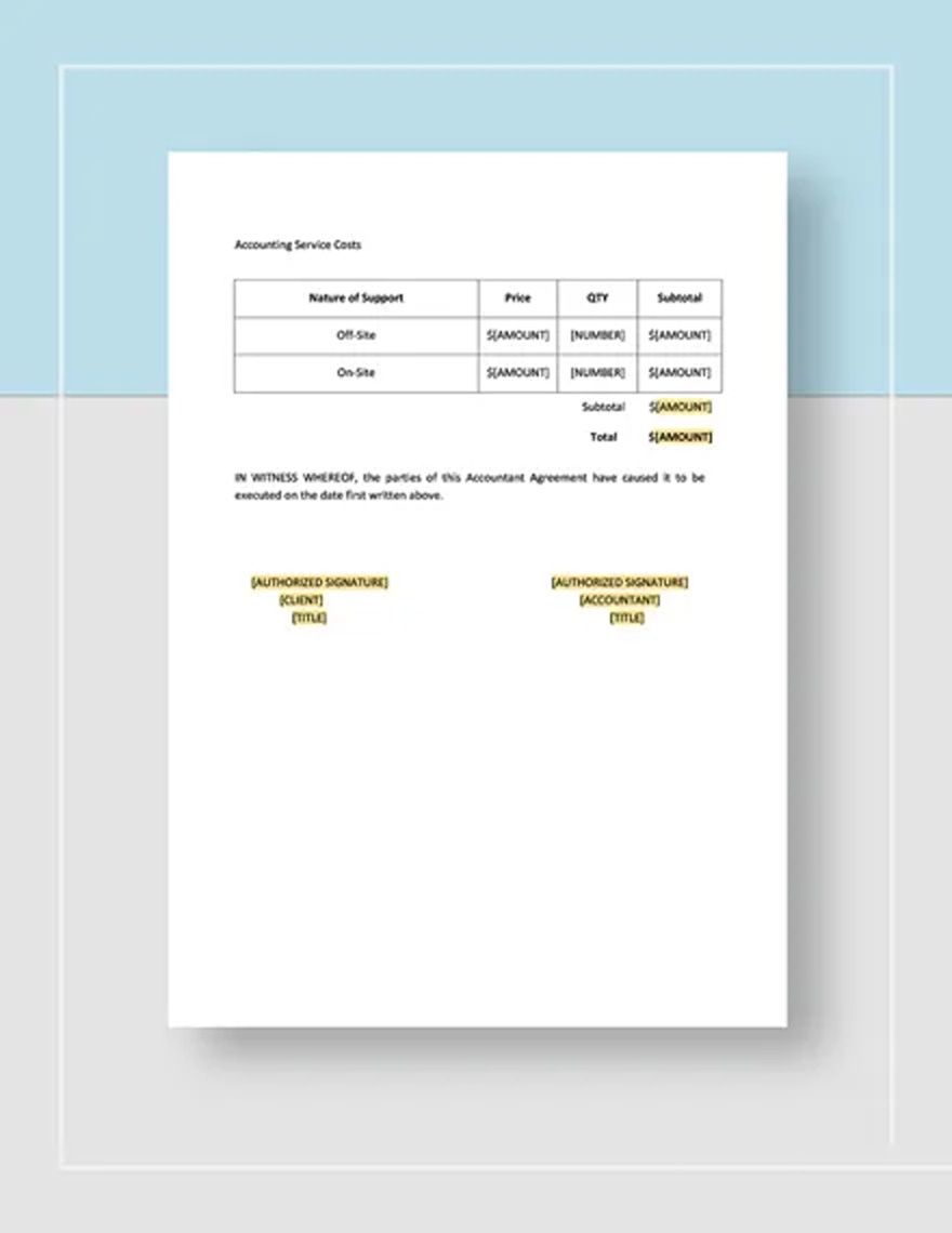 Accountant Agreement Template
