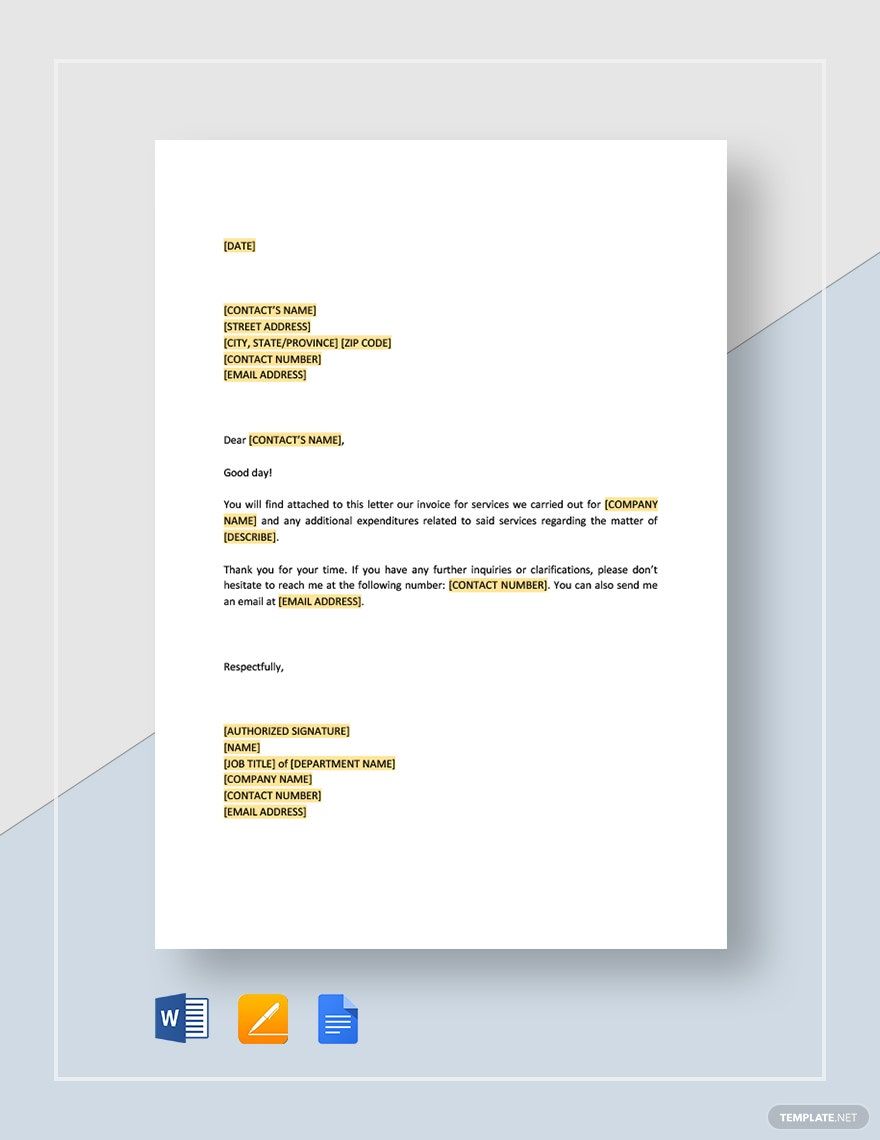 Letter to Customer Invoice Attached Template