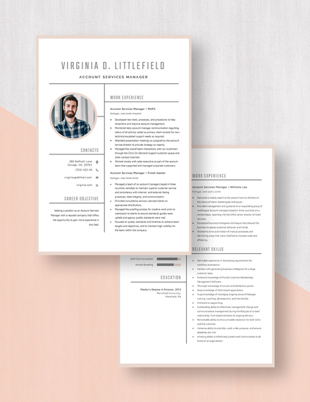 Account Services Manager Resume Download