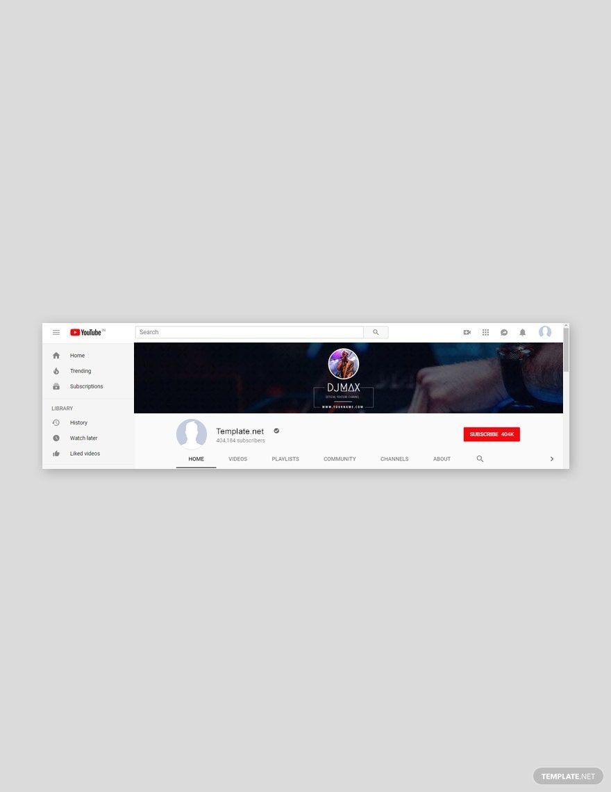 YouTube Channel Art for DJ Template in PSD