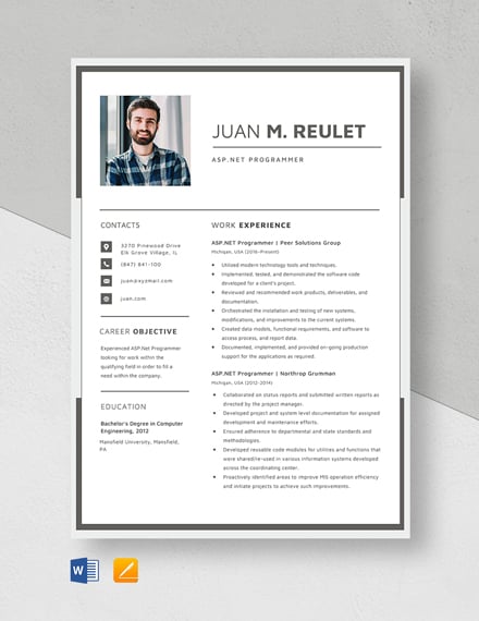 programmer resume template word free download