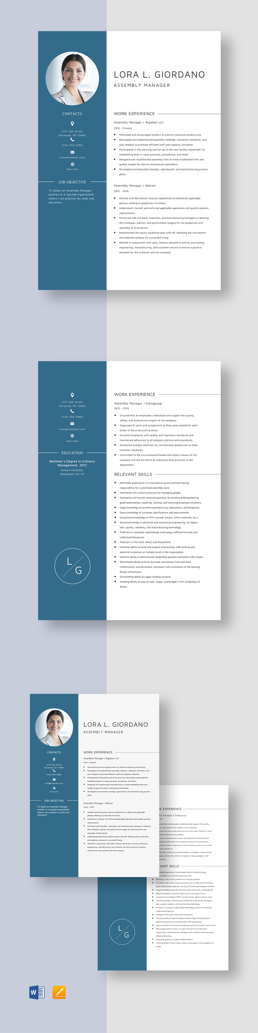 Assembly Manager Resume Template