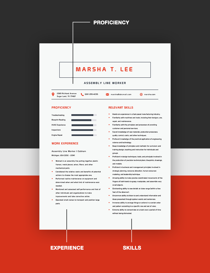 Assembly Line Worker Resume