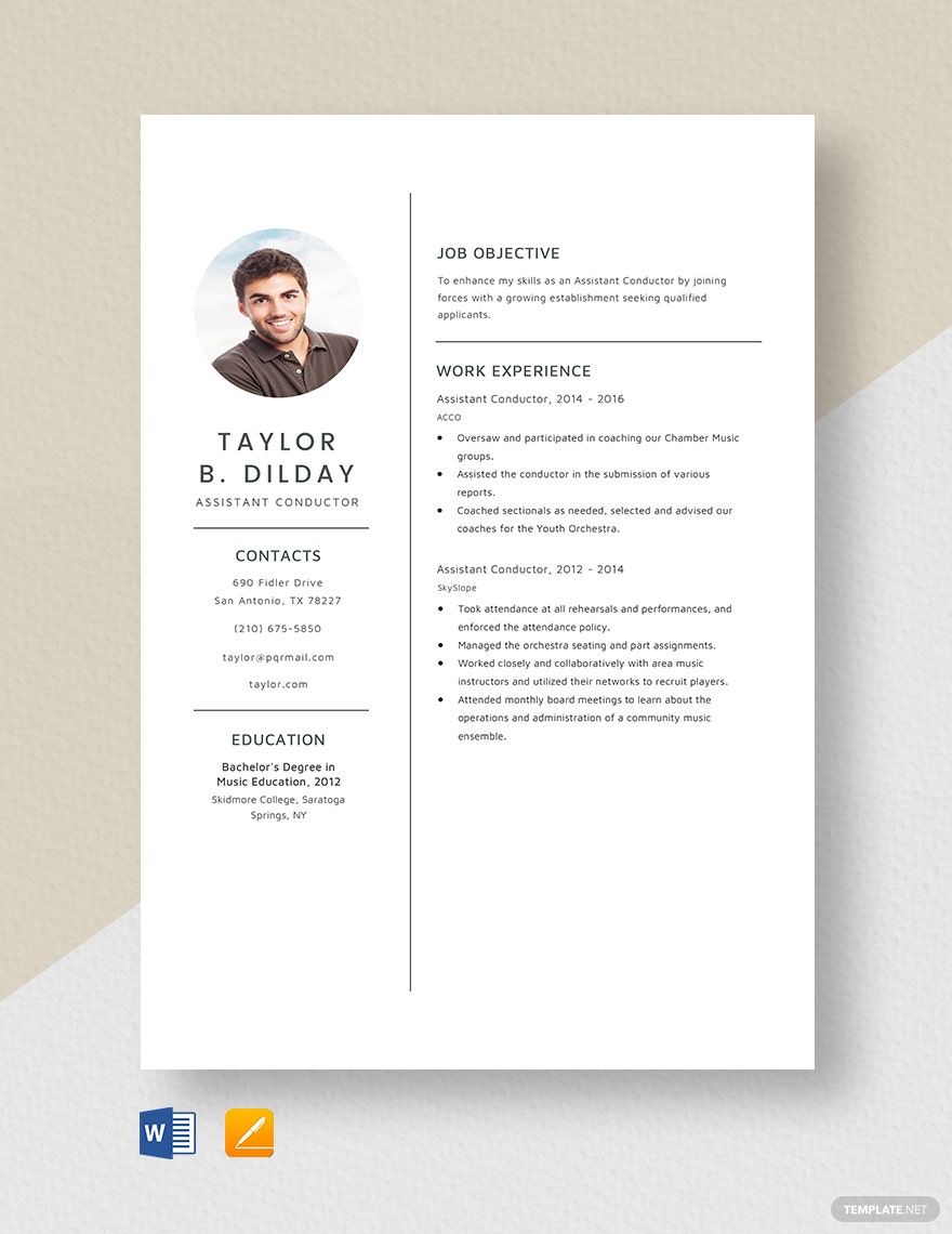 Assistant Conductor Resume