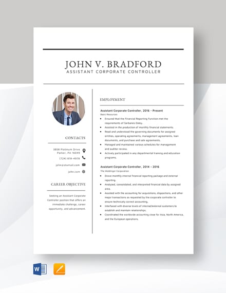 Accounting Controller Resume/CV Template - Word (DOC ...