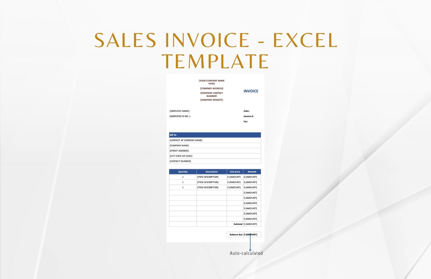 Sales Invoice - Excel Template
