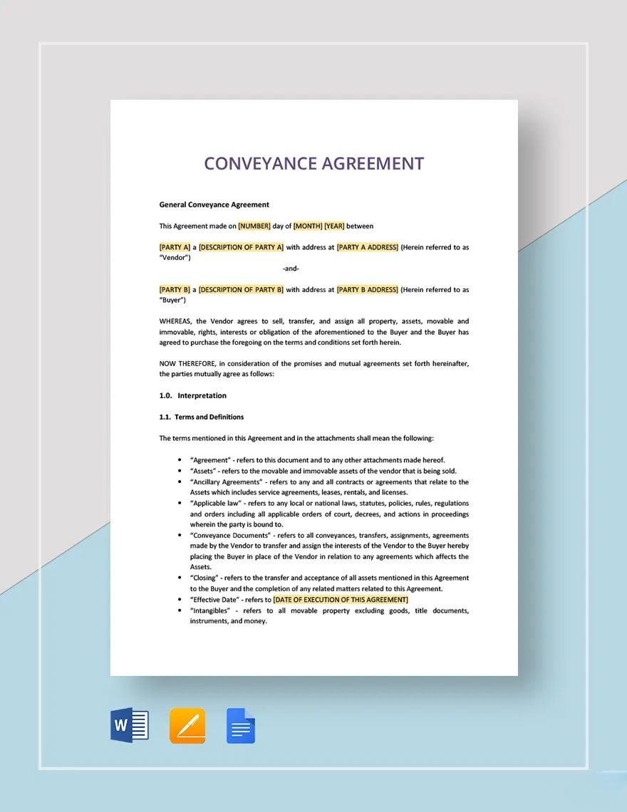 General Conveyance Agreement Moveable _ Immoveable Template