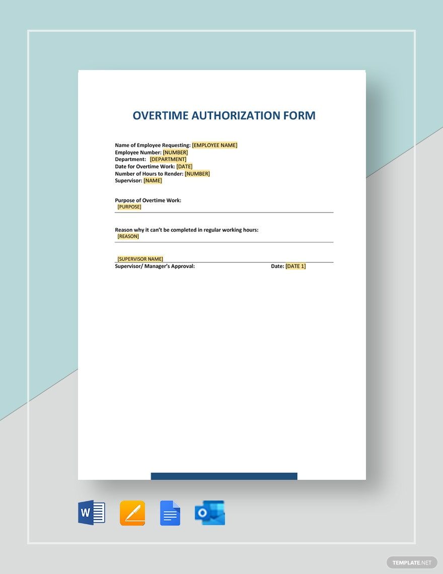 Overtime Authorization Form Template