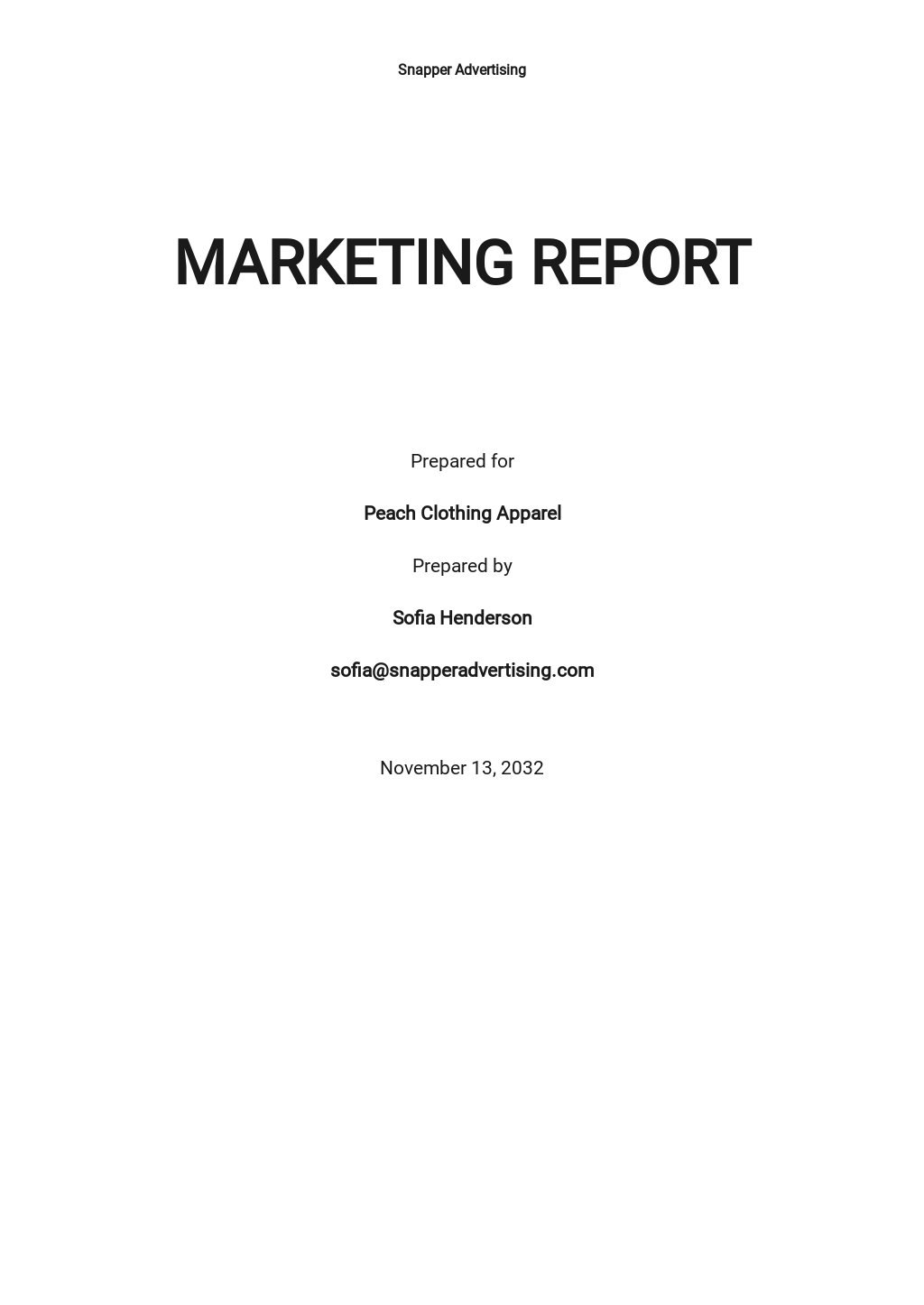 marketing research report template