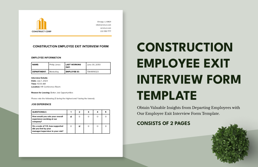 Construction Employee Exit Interview Form Template