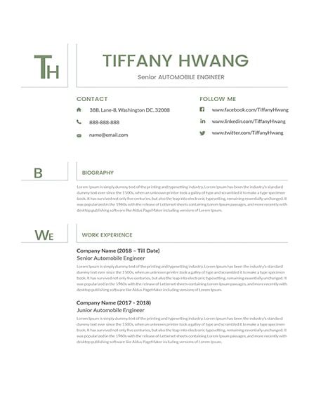 Free Mechanical Engineer Fresher Resume Template Download 200
