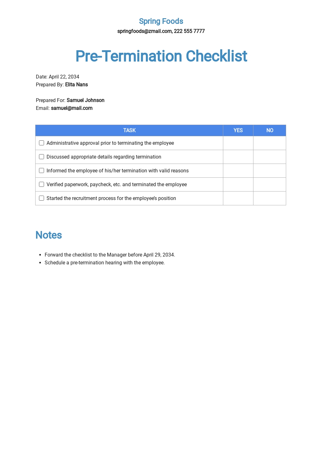 FREE Employee Checklist Templates in Microsoft Word (DOC) | Template.net