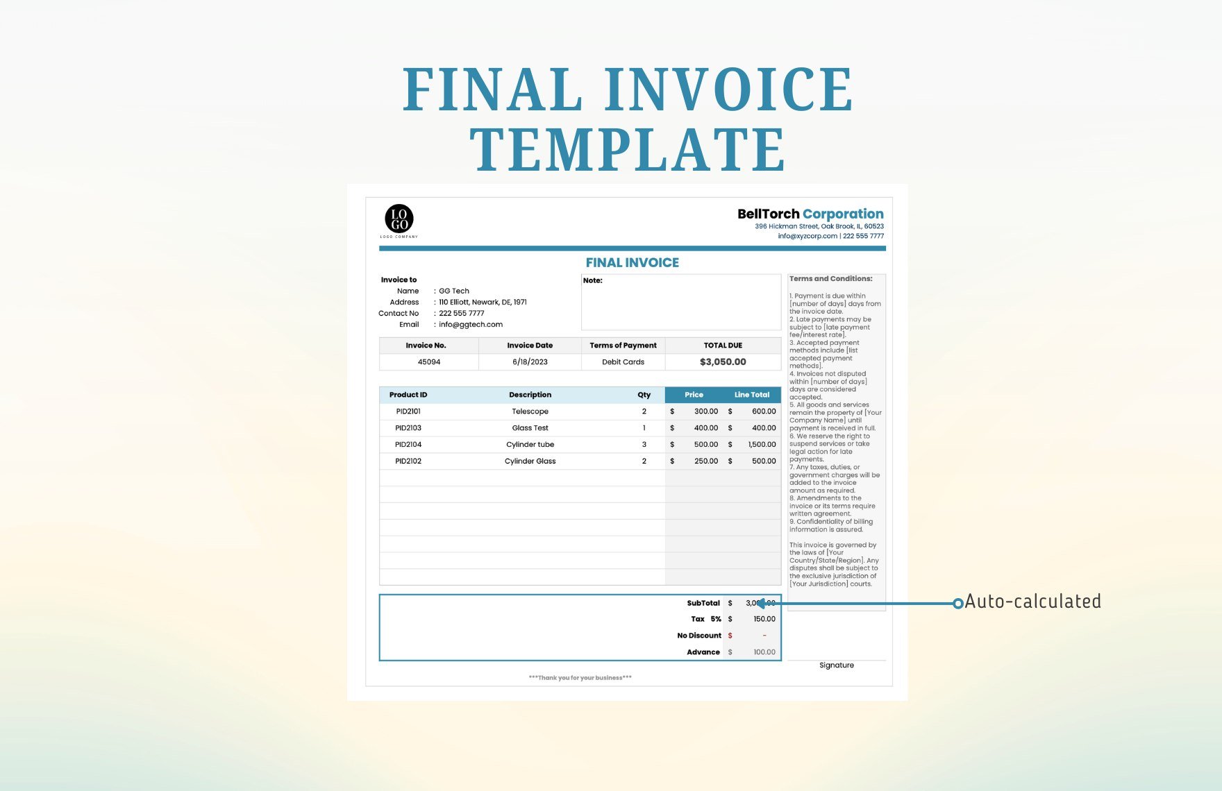 Final Invoice Template