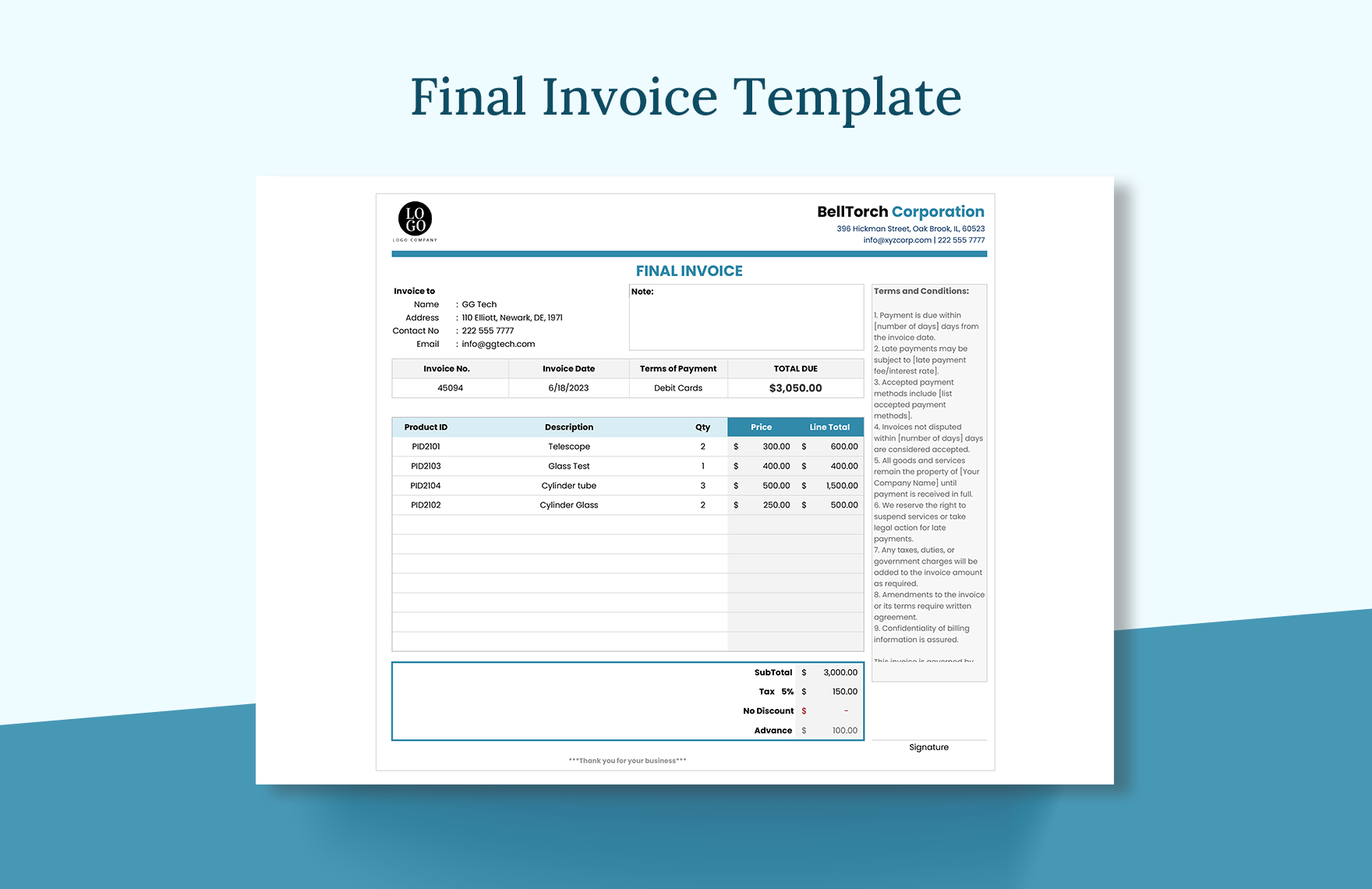 Final Invoice Template