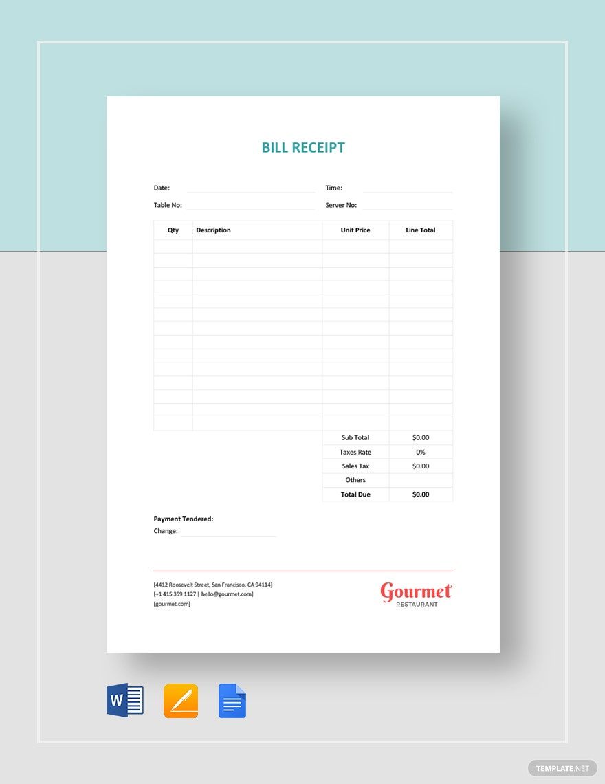 Bill Receipt Template