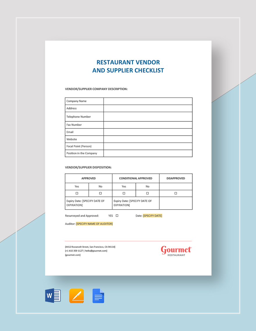 supplier visit checklist template