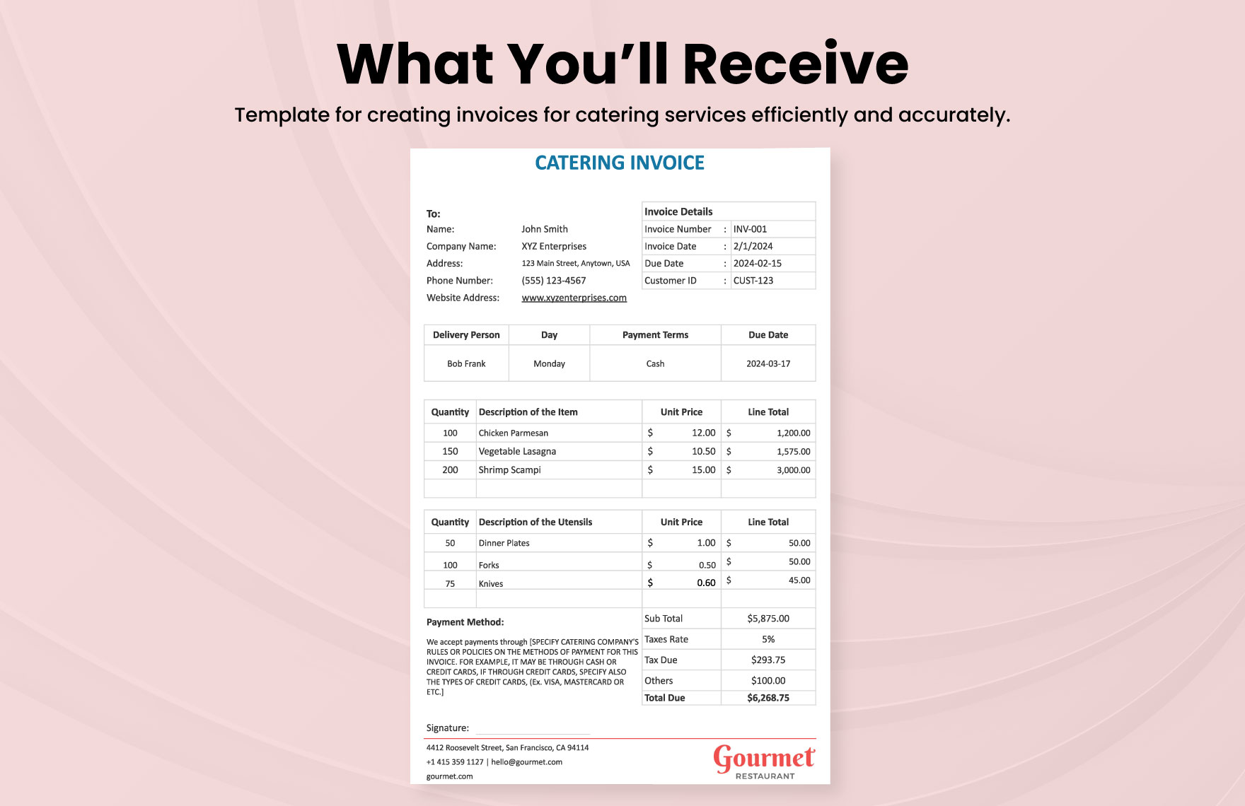 Catering Service Invoice Template