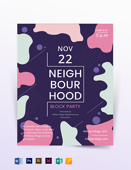 neighbourhood block party flyer template