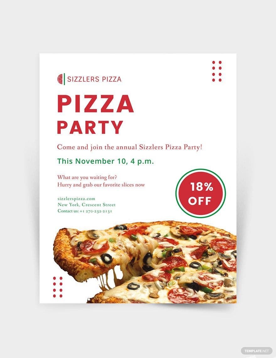 Elegant Pizza Party Flyer Template in Word, Google Docs, Illustrator, PSD, Apple Pages, Publisher, InDesign