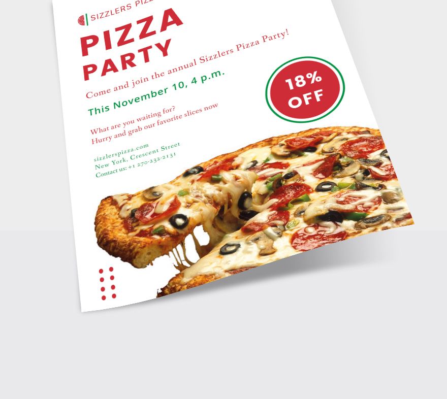 Elegant Pizza Party Flyer