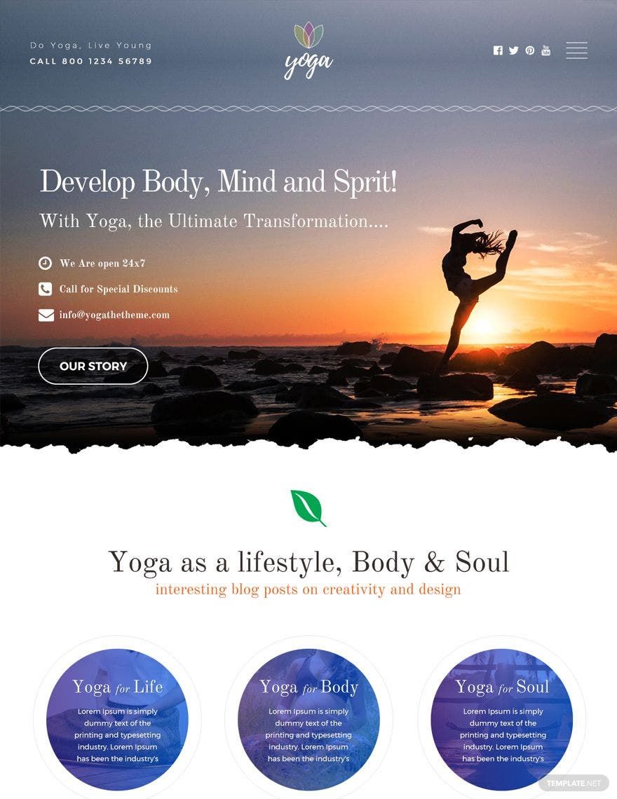 Free Yoga Instructor PSD Website Template