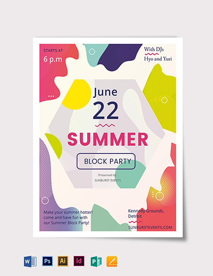 summer block party flyer template 1