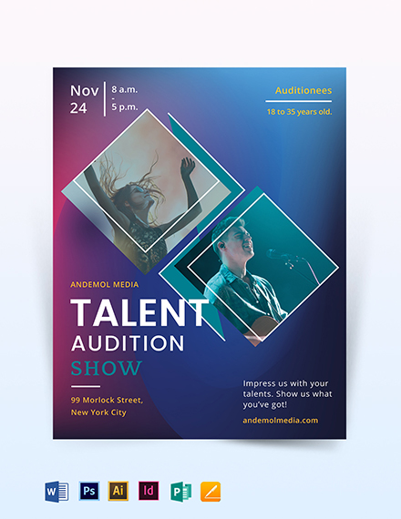 talent audition show flyer template