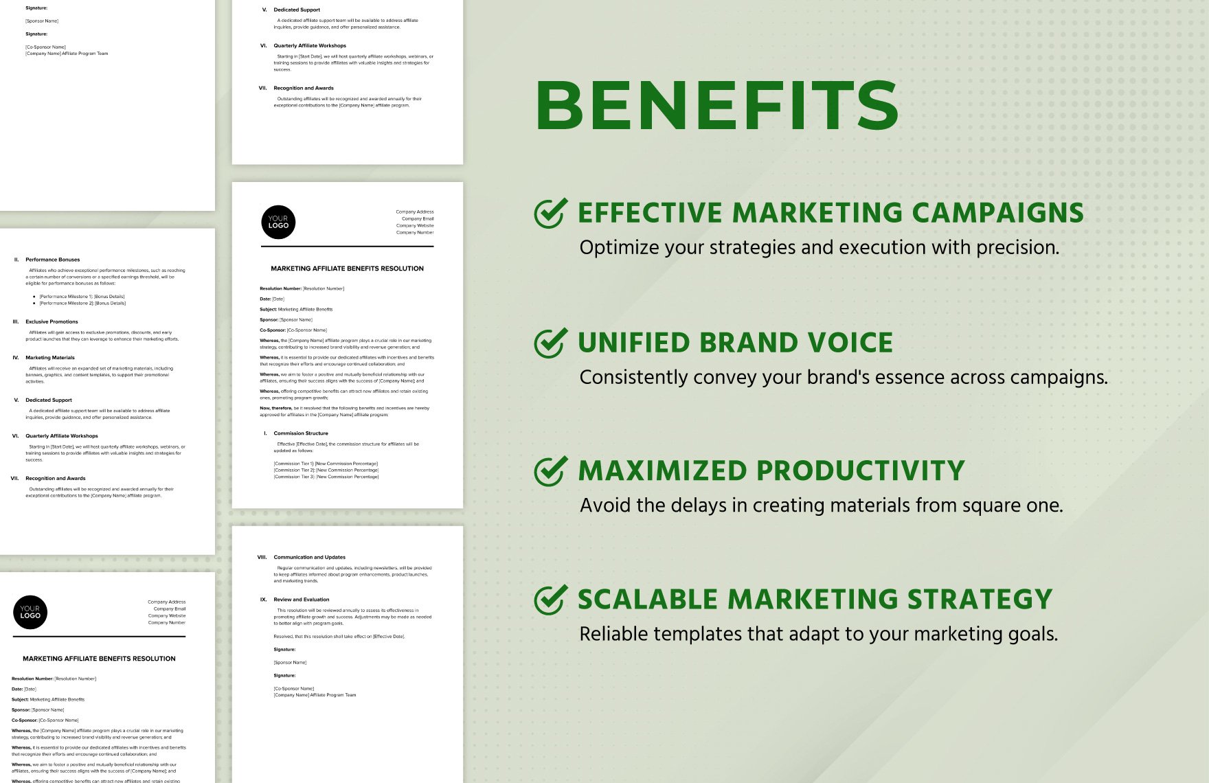 Marketing Affiliate Benefits Resolution Template