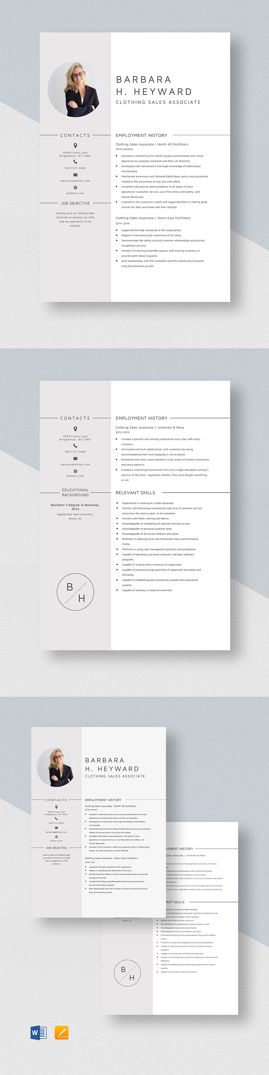 Clinical Research Associate Resume Template Word, Apple Pages