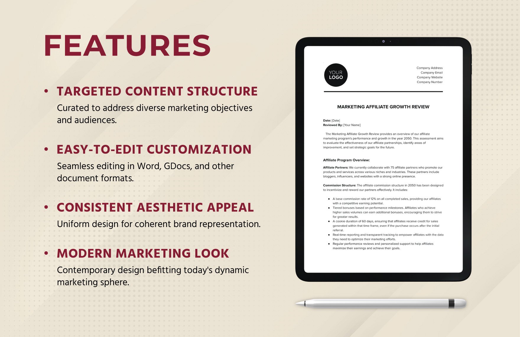 Marketing Affiliate Growth Review Template