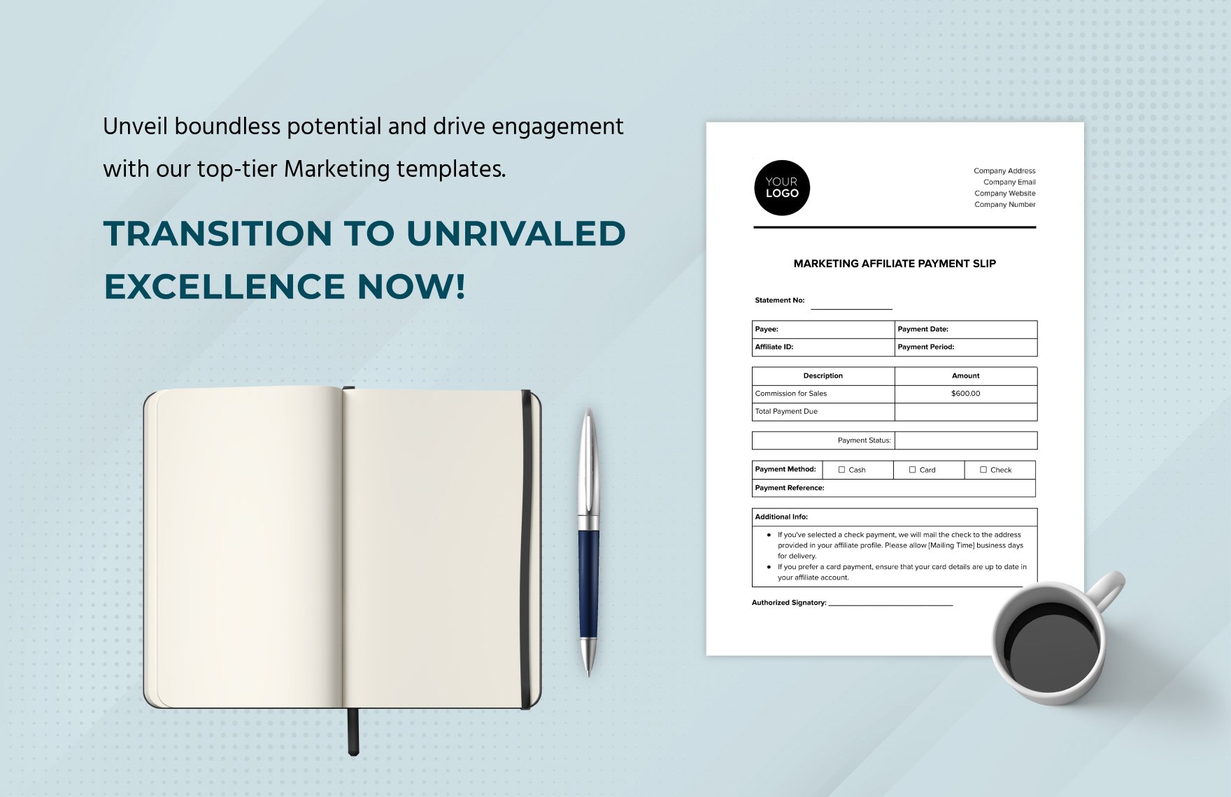 Marketing Affiliate Payment Slip Template