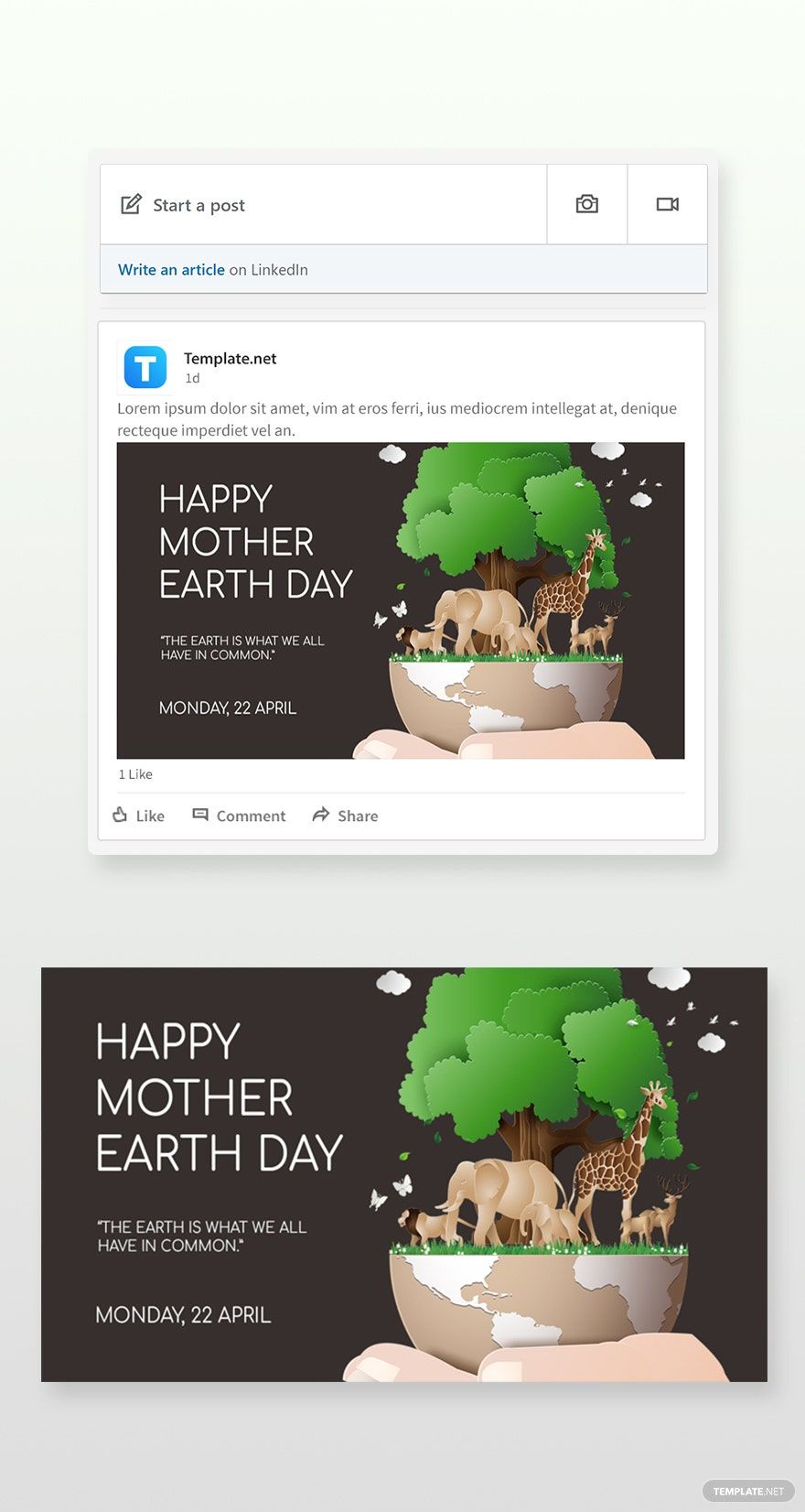 Linkedin Earth Day Template in PSD