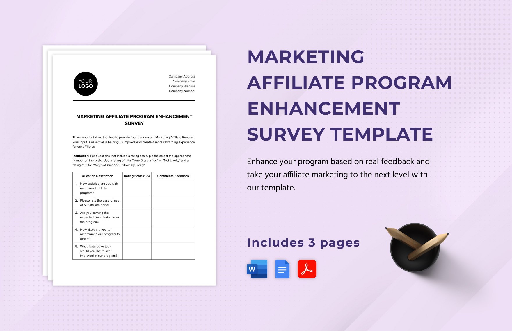 Marketing Affiliate Program Enhancement Survey Template in Word, Google Docs, PDF