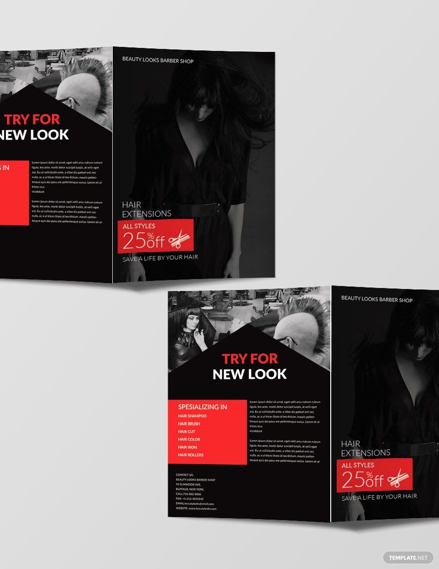 Barbershop A3 Bifold Brochure Template